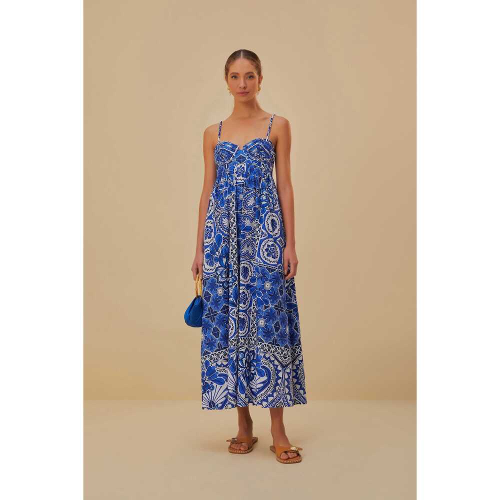 Blue Tile Dream Sleeveless Maxi Dress